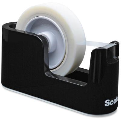 Scotch Plastic Tape Dispenser - Holds Total 1 Tape(s) - 1" , 3" Core - Heavy Duty, Durable - Plastic - Black - 1 Each