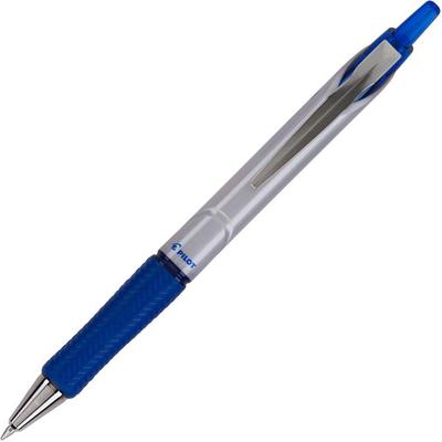 Pilot Hybrid Ink Ballpoint Pen - 1 mm Medium Pen Point - Refillable - Retractable - Blue Ink - Advanced Ink - Silver Barrel - Tungsten Carbide Tip - 1 Dozen
