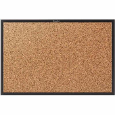 Quartet Classic Series Bulletin Board - 24" Board Height x 36" Board Width - Brown Natural Cork Surface - Self-healing, Durable, Sturdy - Black Aluminum Frame - 1 Each