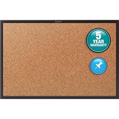 Quartet Classic Series Bulletin Board - 36" Board Height x 48" Board Width - Brown Natural Cork Surface - Self-healing, Durable, Sturdy - Black Aluminum Frame - 1 Each