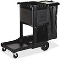 Rubbermaid Commercial Executive Janitor Cleaning Cart - 3 Shelf - 8" , 4" Caster Size - 21.75" Width x 46" Depth x 38" Height - Black - 1 Each