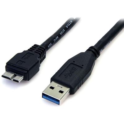 StarTech.com 0.5m (1.5ft) Black SuperSpeed USB 3.0 Cable A to Micro B - M/M - 1.50 ft USB/USB Micro-B Data Transfer Cable for Notebook, Portable Hard Drive, Card Reader, PC - First End: 1 x 9-pin USB 3.0 Type A - Male - Second End: 1 x 10-pin Micro U