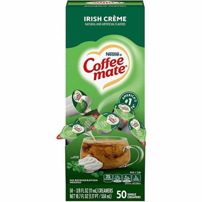 Coffee mate Irish Creme Nondairy Liquid Creamer Singles - Irish Cream Flavor - 0.38 fl oz (11 mL) - 50 Serving - 1 Box