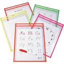 C-Line Reusable Dry Erase Pockets, Assorted, 9 x 12, 10/PK - Neon Red, Neon Orange, Neon Yellow, Neon Green, Neon Pink Frame - Rectangle - Reusable, Heavyweight, Easy to Clean, Eyelet - 10 / Pack