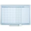 MasterVision 2' Magnetic Gold Monthly Planner - Monthly - 36" x 24" Sheet Size - White, Silver - Aluminum - Accessory Tray, Magnetic, Dry Erase Surface, Scratch Resistant, Ghost Resistant, Notes Area, Write on/Wipe off - 1 Each