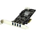 StarTech.com 4 Port PCIe USB Card - PCI Express x4 - Plug-in Card - 4 USB Port(s) - 1 SATA Port(s) - UASP Support - PC, Linux
