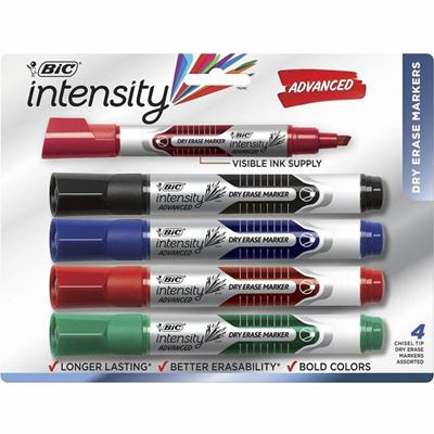 BIC Intensity Dry Erase Marker - Chisel Marker Point - Assorted Ink - 1 Set