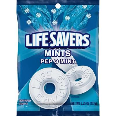 Wrigley Life Savers Peppermint Hard Candies - Peppermint - Individually Wrapped - 6.25 oz - 1 Bag