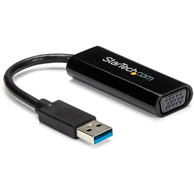 StarTech.com Slim USB 3.0 Video Adapter - 1 x 9-pin Type A USB 3.0 USB Male - 1 x 15-pin HD-15 VGA Female - 1920 x 1200 Supported - Black - 1 Each - TAA Compliant