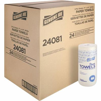 Genuine Joe Kitchen Roll Flexible Size Towels - 2 Ply - 1 5/8" Core - White - 24 / Carton