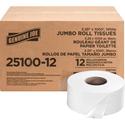 Genuine Joe Jumbo Roll Bath Tissues - 2 Ply - 3.25" Width x 1000 ft Length - 9" Roll Diameter - 3 19/64" Core - White - 12 / Carton