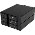 StarTech.com Drive Enclosure for 5.25" Serial Attached SCSI (SAS), SATA/600 - Serial ATA/600 Host Interface Internal - Black - 3 x HDD Supported - 3 x Total Bay - 3 x 3.5" Bay - Aluminum