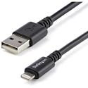 StarTech.com Sync/Charge Lightning/USB Data Transfer Cable - 9.84 ft Lightning/USB Data Transfer Cable for iPhone, iPod, iPad, Mobile Device - First End: USB - Second End: 8-pin Lightning - 480 Mbit/s - MFI - Nickel Plated Connector - 20/28 AWG - Bla