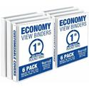 Samsill Economy View Binder - 1" Binder Capacity - 200 Sheet Capacity - 3 Ring(s) - Fastener(s): Round Ring - Polypropylene, Chipboard, Plastic - White - 4.02 lb - Recycled - Customizable Spine/Cover, Clear Overlay, Non-stick, Non-glare - 6 / Carton