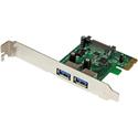 StarTech.com 2 Port PCI Express (PCIe) SuperSpeed USB 3.0 Card Adapter with UASP - SATA Power - PCI Express x1 - Plug-in Card - 2 USB Port(s) - 1 SATA Port(s) - UASP Support - PC, Linux - TAA Compliant