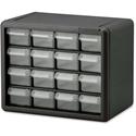 Akro-Mils 16-Drawer Plastic Storage Cabinet - 16 Drawer(s) - 8.50" Height x 6.40" Width x 10.50" Length - Floor - Stackable, Finger Grip, Unbreakable - Black - Polymer, Plastic - 1 Each