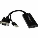 StarTech.com VGA to HDMI Adapter with USB Power & Audio - 1 x 15-pin HD-15 - Male, 1 x 4-pin USB Type A - Male - 1 x 19-pin HDMI Digital Audio/Video - Female - Black - 1 Each