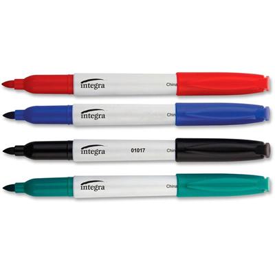 Integra Bullet Tip Dry-erase Whiteboard Marker Set - Bullet Marker Point - Assorted Ink - Alcohol Based - Assorted Barrel - Fiber Tip - 4 / Set