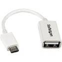 StarTech.com 5in White Micro USB to USB OTG Host Adapter M/F - 1 x 4-pin USB 2.0 Type A - Female - 1 x 5-pin Micro USB 2.0 Type B - Male - Nickel Connector - White - 1 Each