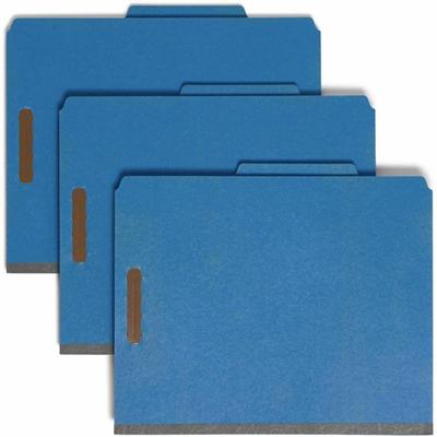 Smead 2/5 Tab Cut Letter Recycled Classification Folder - 8 1/2" x 11" - 2" Expansion - 2 x 2K Fastener(s) - 2" Fastener Capacity - Top Tab Location - Right of Center Tab Position - 2 Divider(s) - 25 pt. - Dark Blue - Heavyweight, Sturdy, Eco-friendl