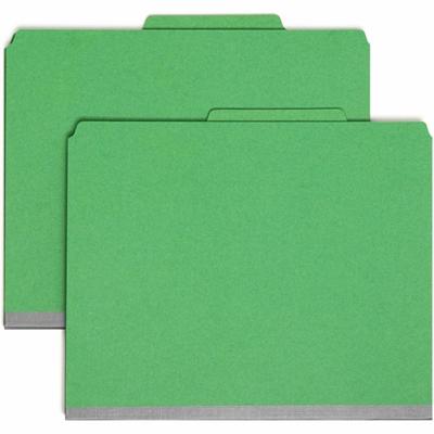 Smead 2/5 Tab Cut Letter Recycled Classification Folder - 8 1/2" x 11" - 2" Expansion - 2 x 2K Fastener(s) - 2" Fastener Capacity - Top Tab Location - Right of Center Tab Position - 2 Divider(s) - 25 pt. - Green - Heavyweight, Sturdy, Eco-friendly - 