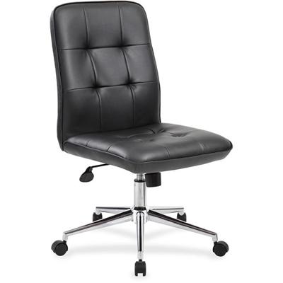 Boss Modern B330 Task Chair - Black Seat Color - Vinyl Seat Material - Chrome, Black Frame Color - Chrome Frame Material - 5-star Base - Black - 1 Each