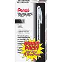 Pentel R.S.V.P. Ballpoint Stick Pens - Fine Pen Point - Refillable - Black Ink - Clear Barrel - Stainless Steel Tip - 24 / Pack