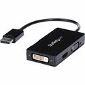 StarTech.com Travel A/V Adapter: 3-in-1 DisplayPort to VGA DVI or HDMI Converter - 1 x 20-pin DisplayPort Digital Audio/Video Male - 1 x 25-pin DVI-D Digital Video Female, 1 x 19-pin HDMI Digital Audio/Video Female, 1 x 15-pin HD-15 VGA Female - 1920