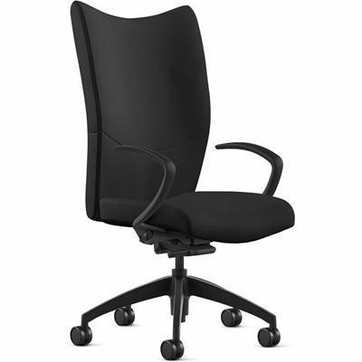 9 to 5 Seating Fabric High-Back Conference & Management - Black Seat Color - Top Grain Leather Seat Material - Black Back Color - Top Grain Leather Back Material - High Back - 5-star Base - 1 Each