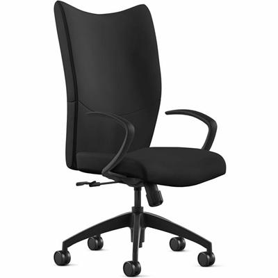 9 to 5 Seating Fabric High-Back Conference & Management - Black Seat Color - Top Grain Leather Seat Material - Black Back Color - Top Grain Leather Back Material - 5-star Base - 1 Each