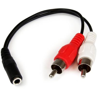 StarTech.com 6in Stereo Audio Cable - 3.5mm Female to 2x RCA Male - 6" Mini-phone/RCA Audio Cable for Audio Device, iPod, MP3 Player - First End: 1 x Mini-phone Stereo Audio - Female - Second End: 2 x RCA Stereo Audio - Male - Nickel Plated Connector