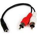 StarTech.com 6in Stereo Audio Cable - 3.5mm Female to 2x RCA Male - 6" Mini-phone/RCA Audio Cable for Audio Device, iPod, MP3 Player - First End: 1 x Mini-phone Stereo Audio - Female - Second End: 2 x RCA Stereo Audio - Male - Nickel Plated Connector