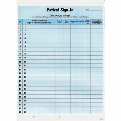 Tabbies Patient Sign-In Label Forms - 125 Sheet(s) - 8.50" x 11" Sheet Size - Blue - 125 / Pack
