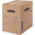 Bankers Box SmoothMove Basic Large Moving Boxes - Internal Dimensions: 18" Width x 18" Depth x 24" Height - External Dimensions: 18.3" Width x 18.3" Depth x 24.8" Height - Kraft, Black - Recycled - 15 / Carton