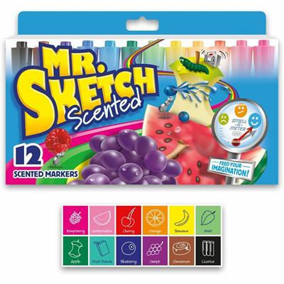 Mr. Sketch Scented Watercolor Markers - Bevel, Chisel Marker Point - Assorted Ink - 12 / Set