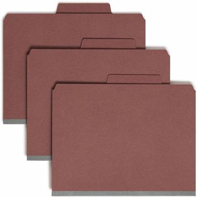Smead SuperTab 2/5 Tab Cut Letter Recycled Classification Folder - 8 1/2" x 11" - 2" Expansion - 2 x 2S Fastener(s) - 2" for Folder - Top Tab Location - Right of Center Tab Position - 2 Divider(s) - 25 pt. - Red - Heavy Duty, Tear Resistant, Eco-frie