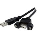 StarTech.com 2 ft Panel Mount USB Cable A to A - F/M - 2 ft USB Data Transfer Cable for PC - First End: 1 x USB Type A - Male - Second End: 1 x USB Type A - Female - Shielding - Nickel Plated Connector - 24/28 AWG - Black - 1 Each