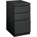 Lorell 20" Box/Box/File Mobile File Cabinet with Full-Width Pull - 15" Width x 19.9" Depth x 27.7" Height - 3 x Drawer(s) for Box, File - Letter - Mobility, Casters, Drawer Extension, Security Lock, Recessed Drawer, Ball-bearing Suspension - Charcoal
