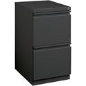 Lorell 20" File/File Mobile File Cabinet with Full-Width Pull - 15" Width x 19.9" Depth x 27.7" Height - 2 x Drawer(s) for File - Letter - Recessed Drawer, Security Lock, Ball-bearing Suspension, Casters - Charcoal - Steel - Recycled