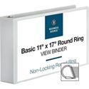 Business Source Tabloid-size Round Ring Reference Binder - 3" Binder Capacity - Tabloid - 11" x 17" Sheet Size - Fastener(s): Round Ring - White - Recycled - Durable, Clear Overlay - 1 Each