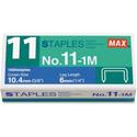 MAX No. 11-1M Staples - 15/64" Leg - 7/17" Crown - for Paper - Silver - 50 Per Strip - 1 Box