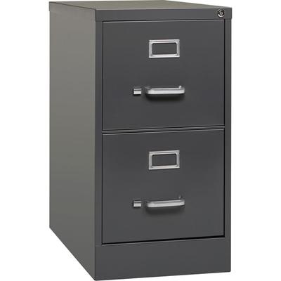 Lorell Fortress Series 26-1/2" Commercial-Grade Vertical File Cabinet - 15" Width x 26.5" Depth x 28.4" Height - 2 x Drawer(s) for File - Letter - Vertical - Drawer Extension, Security Lock, Label Holder, Pull Handle - Charcoal - Steel - Recycled