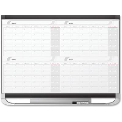 Quartet Prestige 2 Magnetic Calendar Total Erase Whiteboard - Monthly - 4 Month - Graphite, White - Steel - 36" Height x 48" Width - Marker Tray, Durable, Ghost Resistant, Stain Resistant, Magnetic, Maintenance Schedule, Mountable - 1 Each - TAA Comp