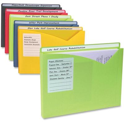 C-Line Letter File Jacket - 8 1/2" x 11" - 1" Expansion - Charcoal Gray, Lime Green, Raspberry Red, Steel Blue, Amber Orange - Archival-safe - 25 / Box