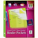 Avery&reg; Corner Lock Binder Pockets, Assorted, 3ct (75310) - 20 x Page, Paper, Photograph, Document Capacity - For Letter 8 1/2" x 11" Sheet - 3 x Holes - Ring Binder - Rectangular - Blue, Green, Pink - Polypropylene, Plastic - 3 / Pack