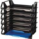 Officemate 26212 Achieva Side Load Letter Tray, Recycled, 6/ PK, Black - 6 Tier(s) - 15" Height x 15.1" Width x 8.9" Depth - Compact, Stackable, Handle, Portable - 30% Recycled - Black - Plastic - 6 / Pack