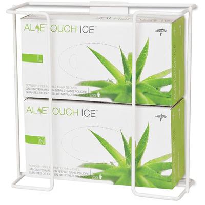 Medline Horizontal-Mount Wire Double Glove Box Holder - Horizontal - White - 2 / Pack