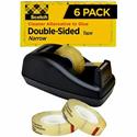 Scotch Permanent Double-Sided Tape - 1/2"W - 25 yd Length x 0.50" Width - 1" Core - Clear - Dispenser Included - Desktop Dispenser - For Mounting, Poster, Presentation, Project, Office - 6 / Pack