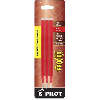 FriXion Gel Ink Pen Refills - 0.70 mm , Medium Point - Red Ink - Eco-friendly, Wear Resistant, Tear Resistant, Erasable - 3 / Pack