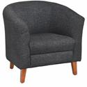 Lorell Barrel Armchair - Black Seat Color - Fabric Seat Material - Black Back Color - Fabric Back Material - Four-legged Base - 1 Each